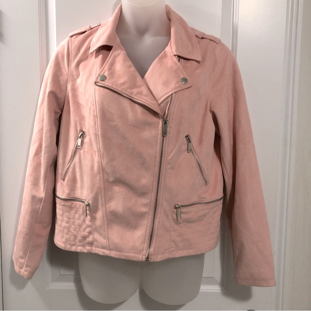 Love & Legend Pink Faux Suede Moto Jacket size 1X